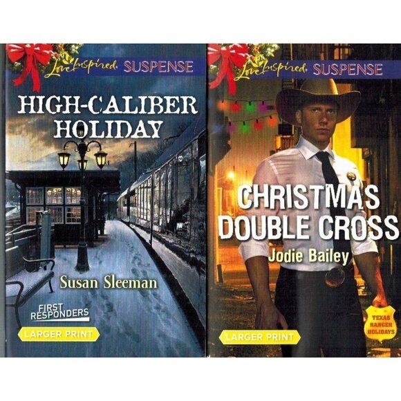 LARGE PRINT SET OF 2 CHRISTMAS DOUBLE CROSS & HIGH - CALIBER HOLIDAY - Picture 1 of 1